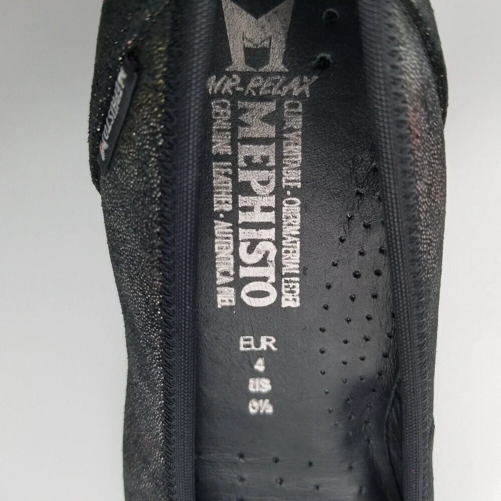 Mephisto Womens Black Glitter Round Toe Emilie  Ballet‎ Flats Size 6.5